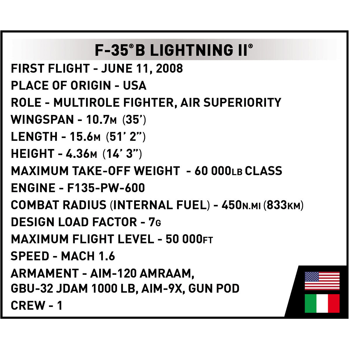 COBI F-35B STOVL Lightning II Caccia a reazione: Set #5895