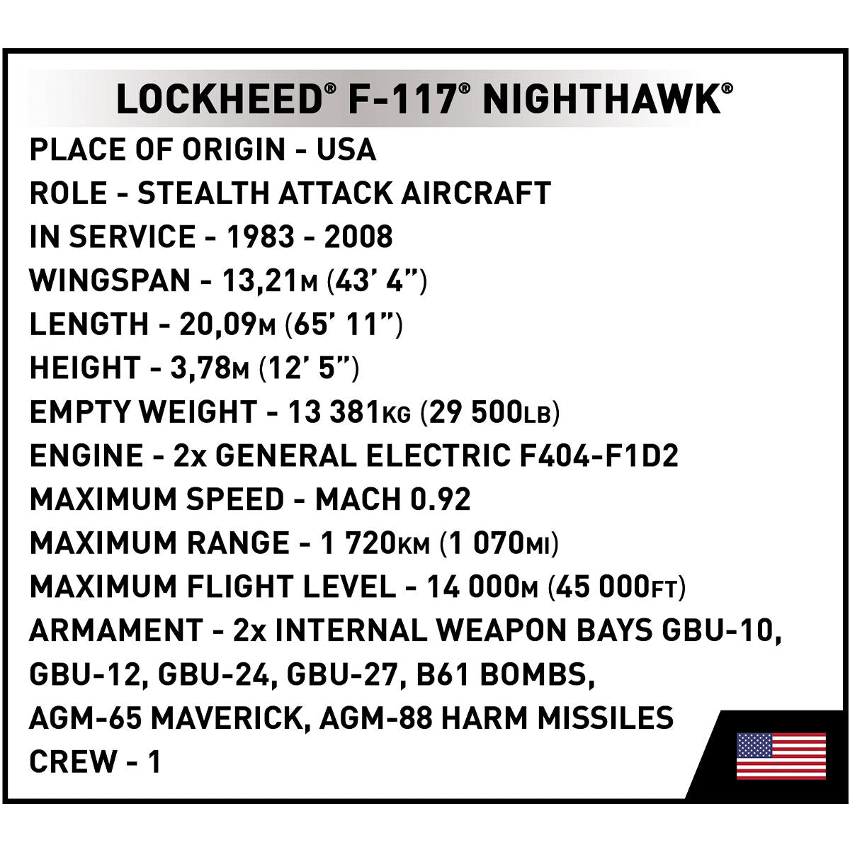 Caza furtivo COBI F-117 Nighthawk: Set n.° 5903