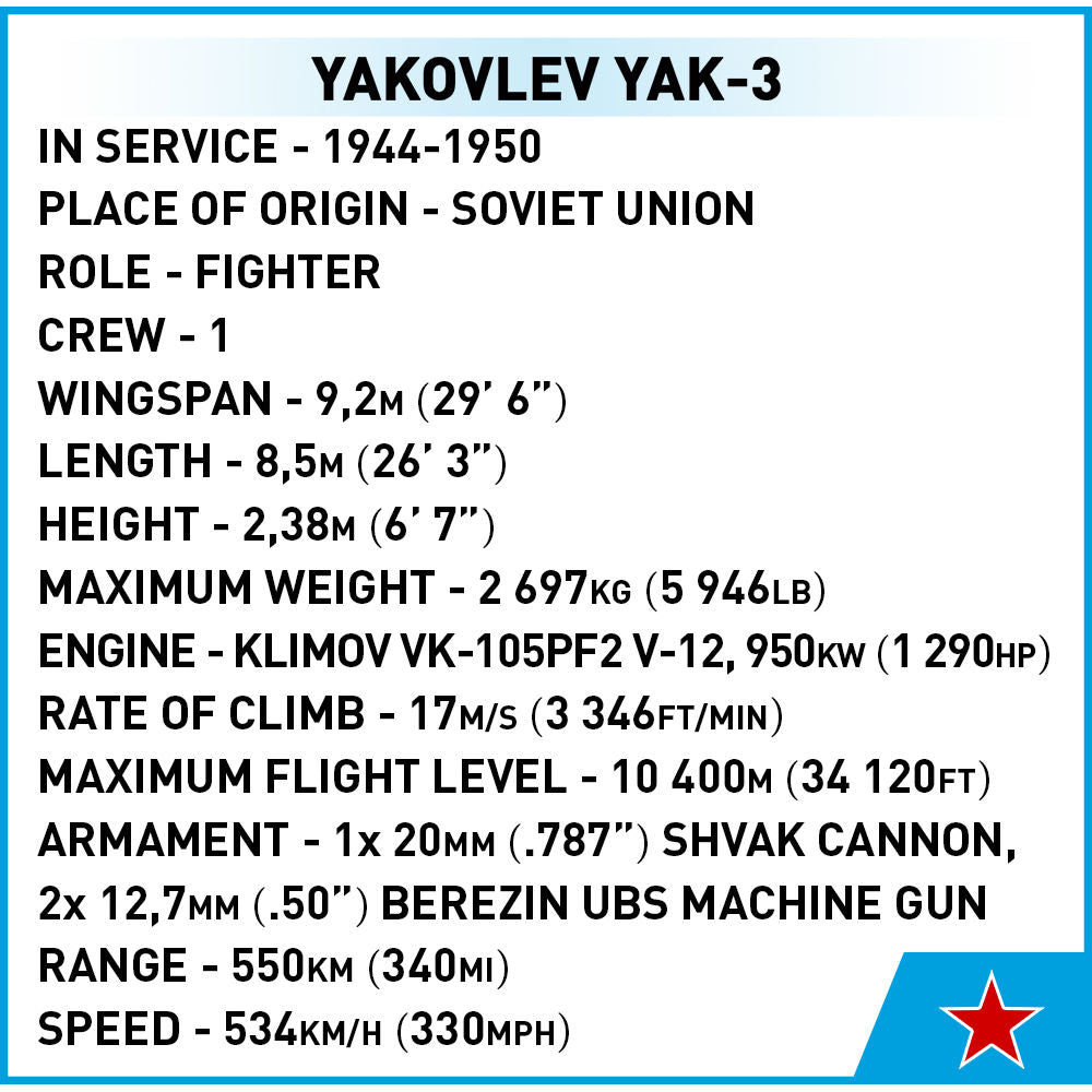 COBI Yakovlev YAK-3 Fighter: Set #5862