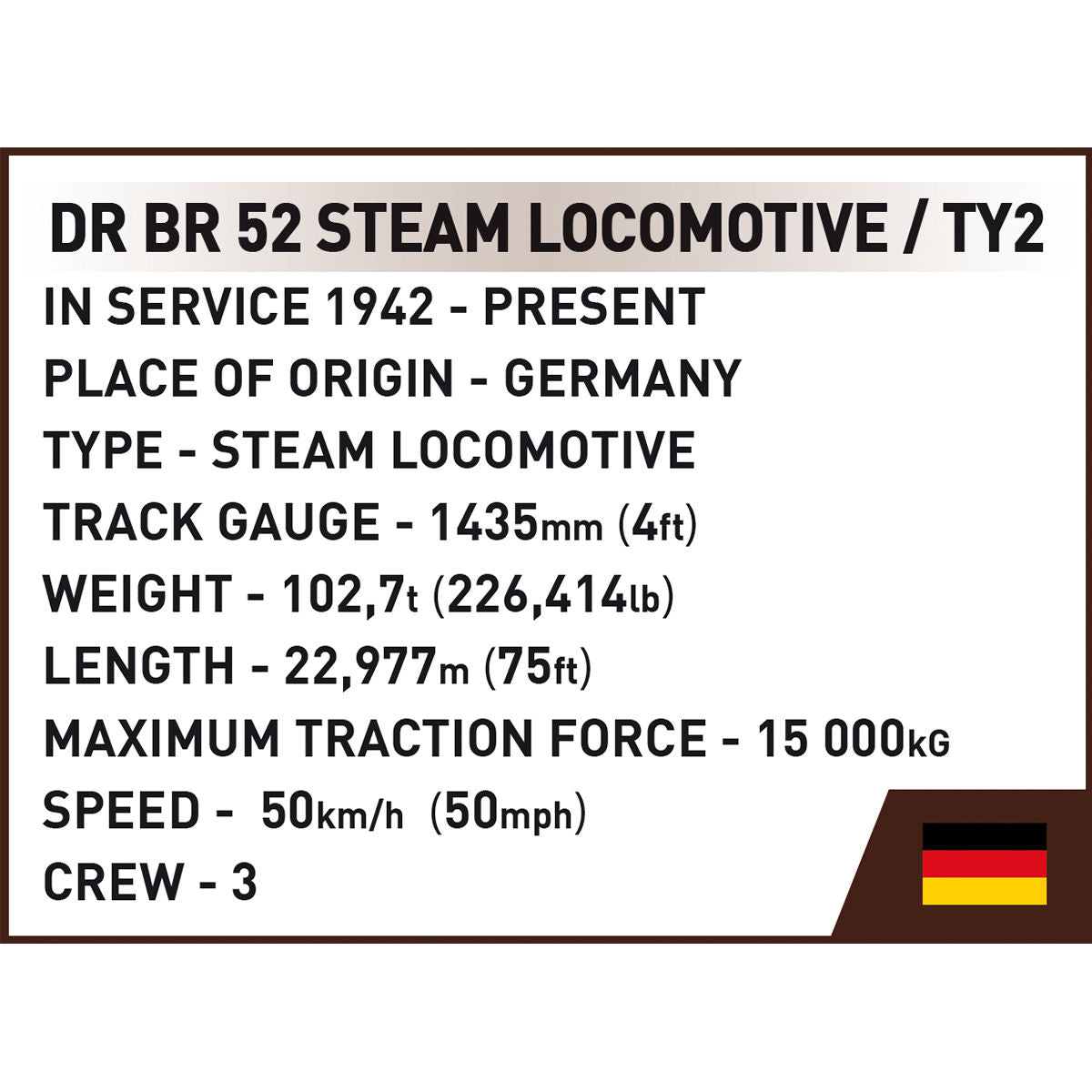 Locomotora de vapor COBI DR BR 52 / TY2: Juego n.° 6283