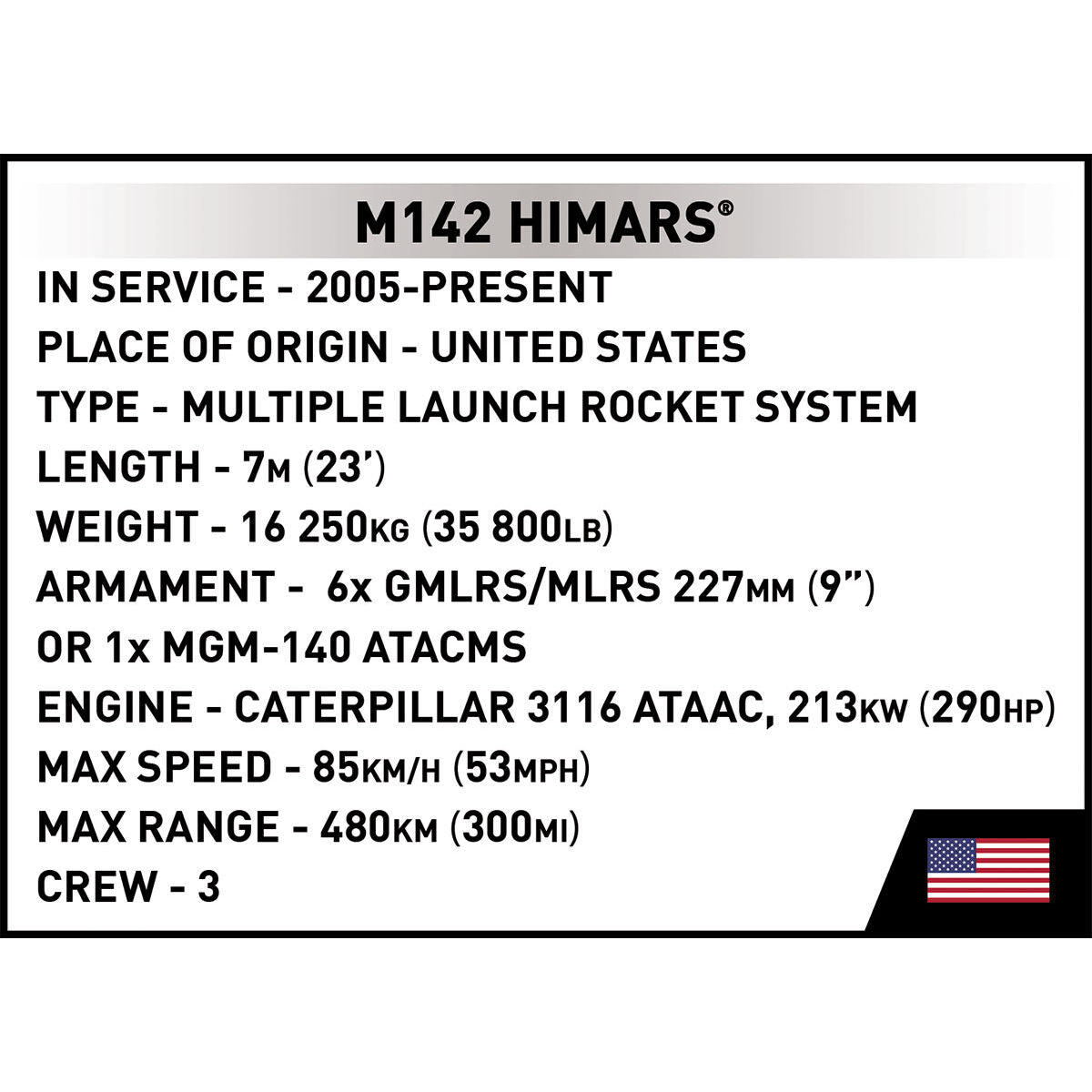 COBI M142 Himars Multiple Rocket Launcher: Set #2626