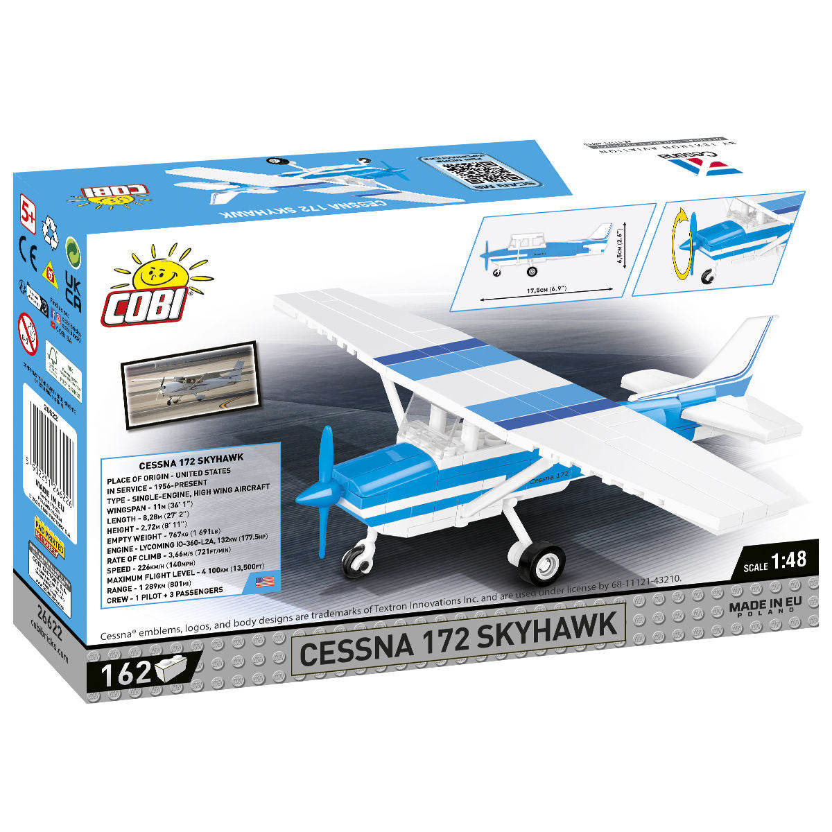 COBI Cessna 172 Skyhawk Aircraft (Blue & White): Set #26622