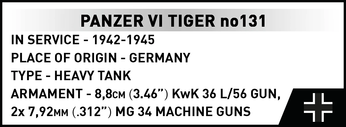 COBI Panzer VI Tiger 131 Tank: Set #2588A