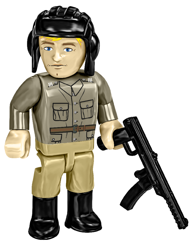 Soldier figure with a PPS-43 submachine gun and interchangeable headgear.