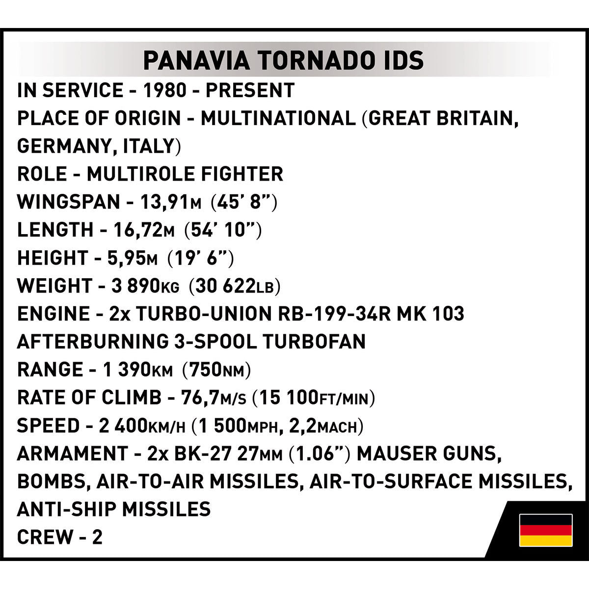 COBI Panavia Tornado IDS Combat Aircraft : Set #5853