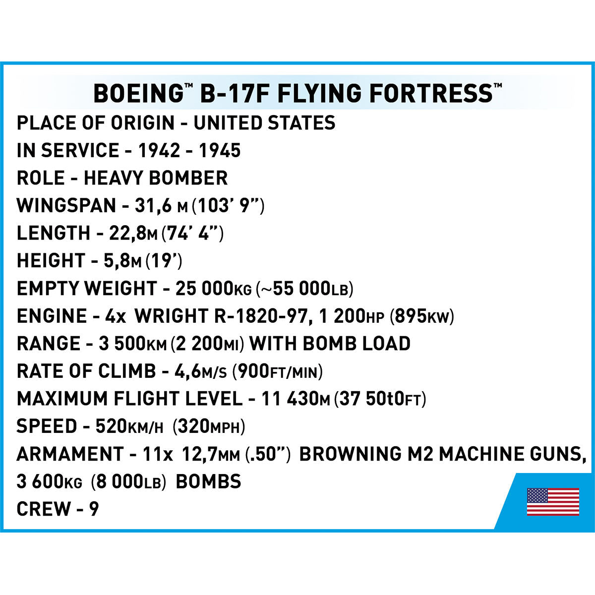 COBI EXECUTIVE EDITION Boeing B-17F Flying Fortress