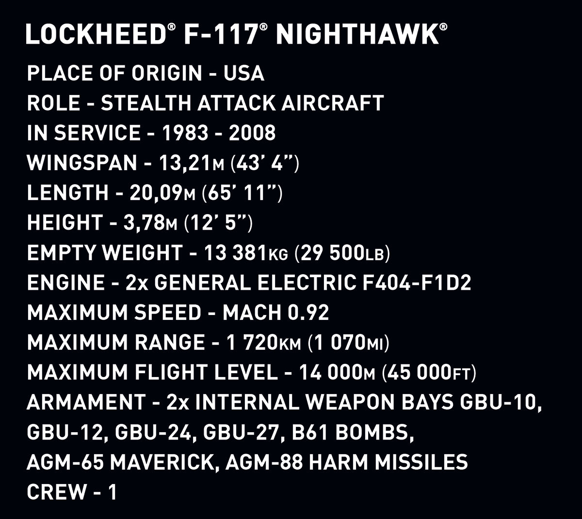 Caza furtivo COBI F-117 Nighthawk de edición limitada: Set n.° 5902