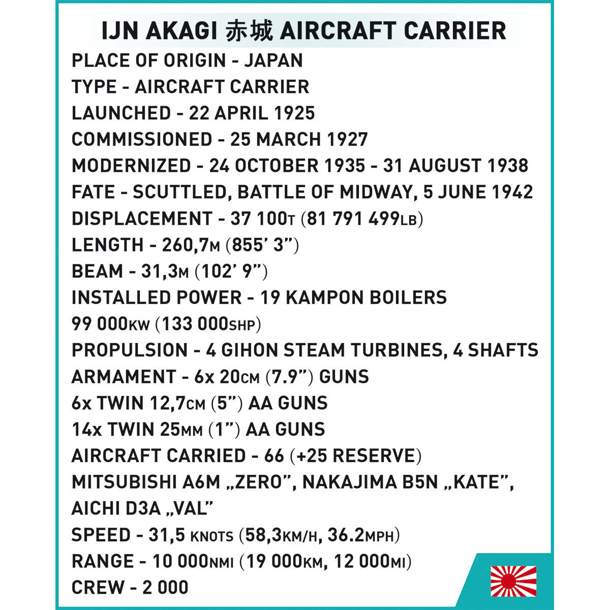 COBI IJN Akagi Aircraft Carrier : Set #4851