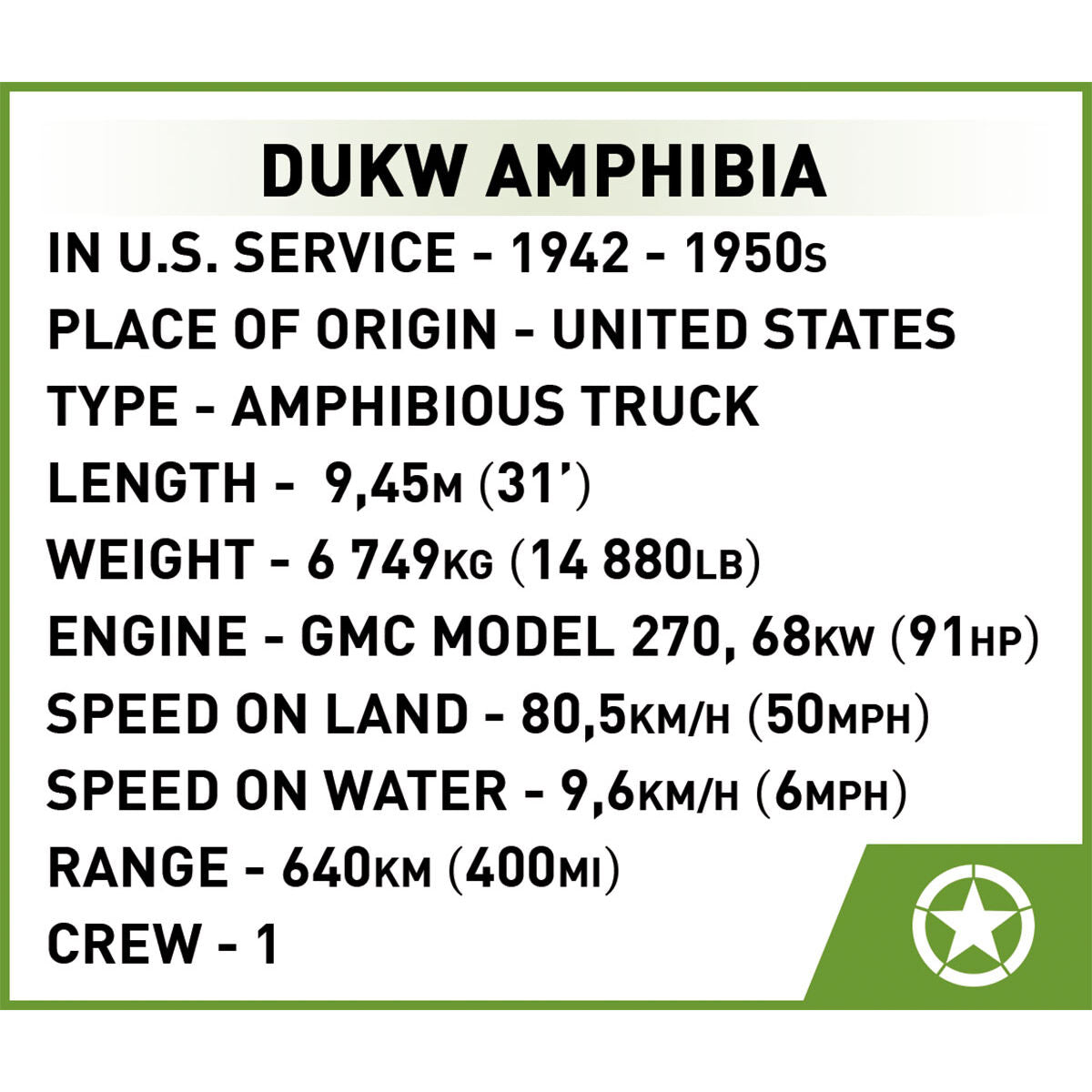 Vehículo de aterrizaje anfibio COBI Dukw: Set n.° 3110
