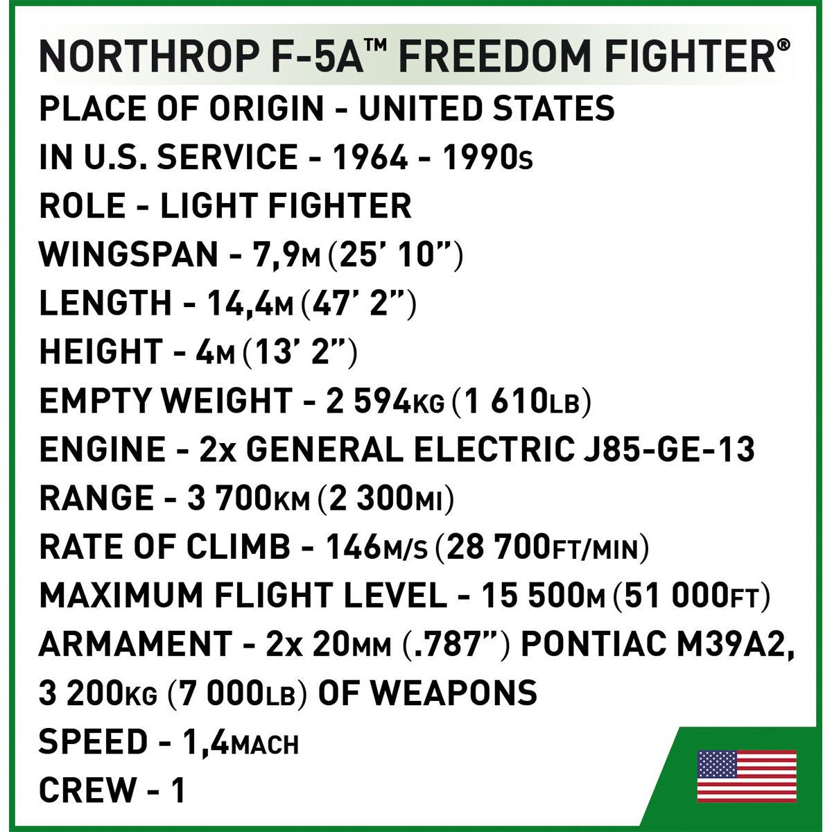 COBI Northrop F-5A Freedom Fighter Jet: Set #2425