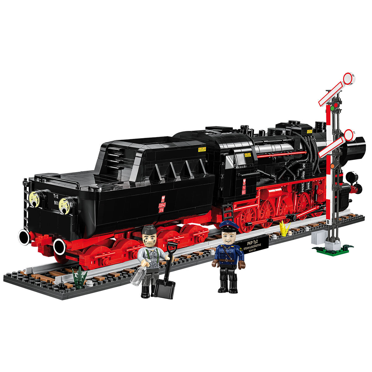 Locomotora de vapor y semáforo ferroviario COBI DR BR 52: Set n.° 6287