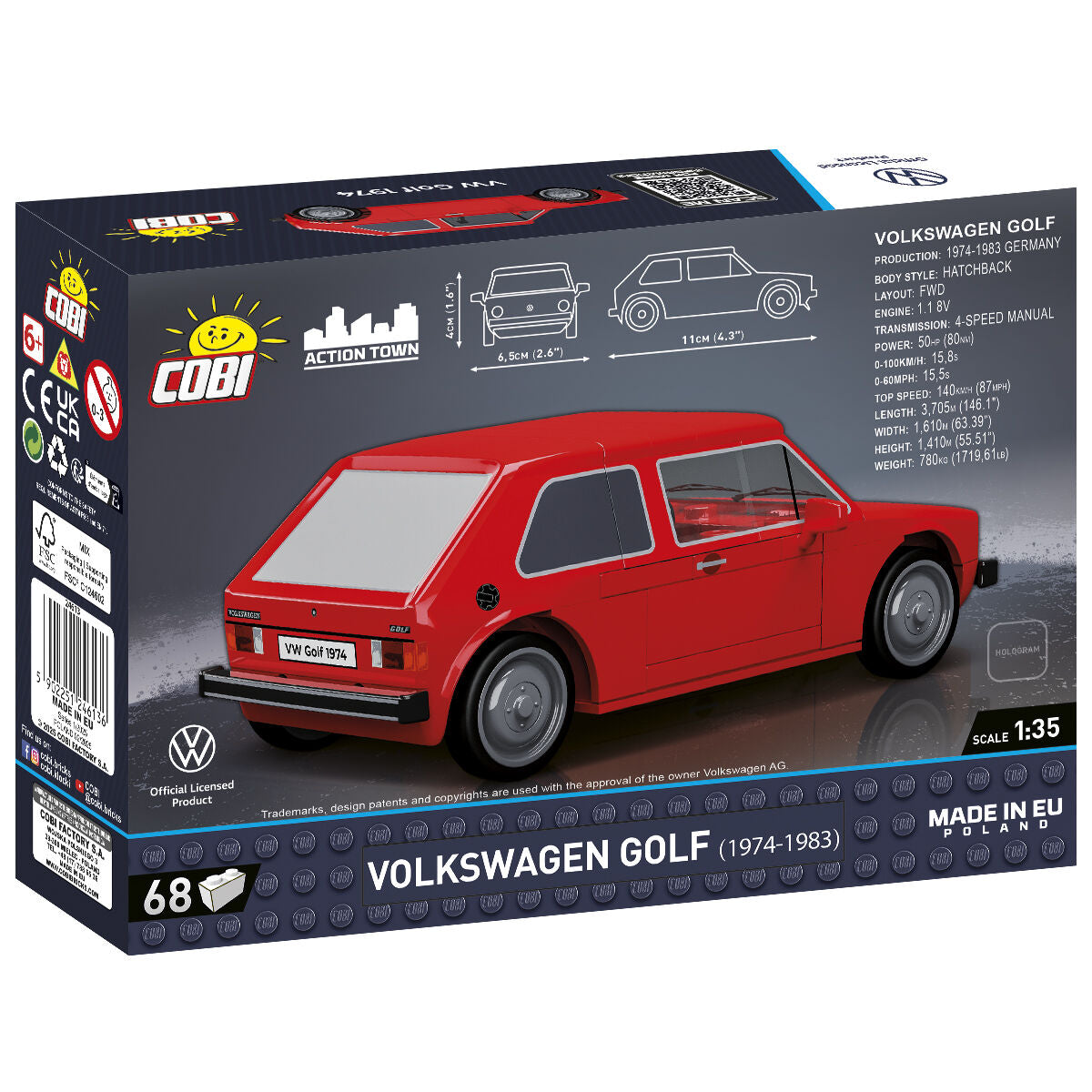 Voiture rouge COBI Volkswagen Golf (1974-1983) : SET #24613