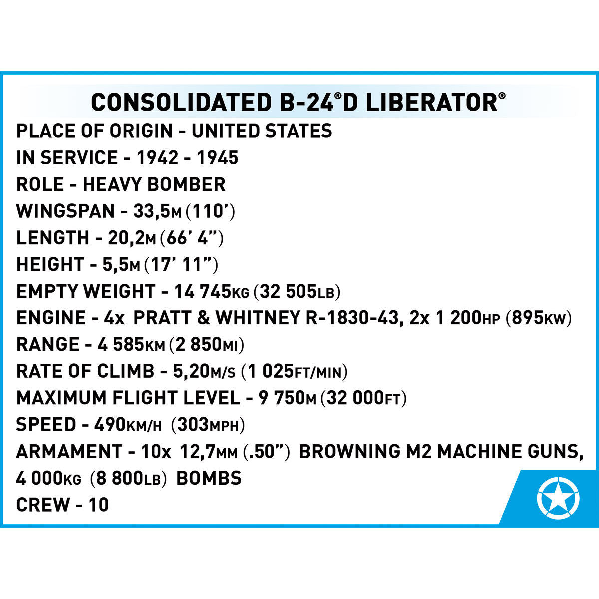 COBI Consolidated B-24D Liberator Bomber : Set #5739