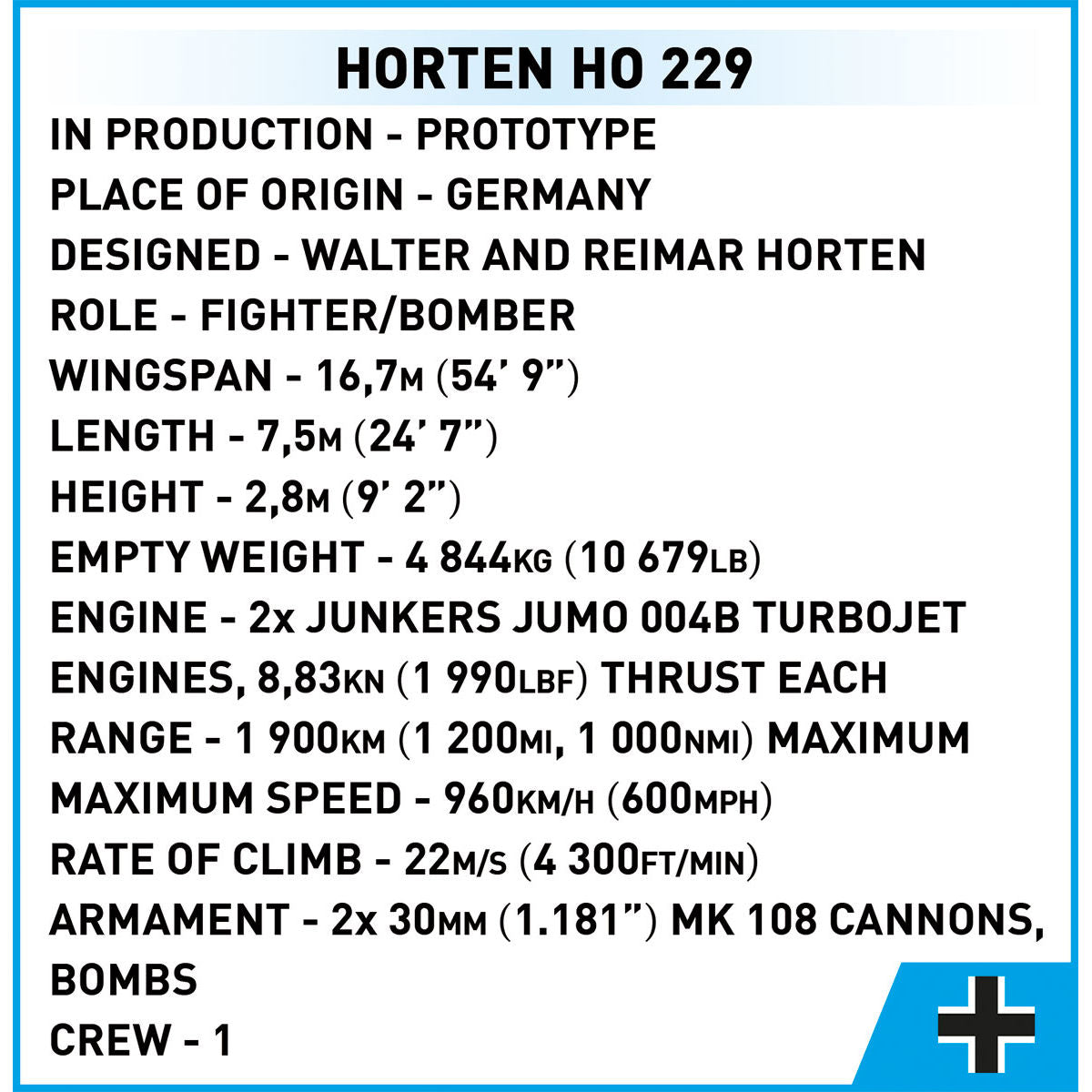 COBI Horten Ho 229 Caza/Bombardero: Set #5757