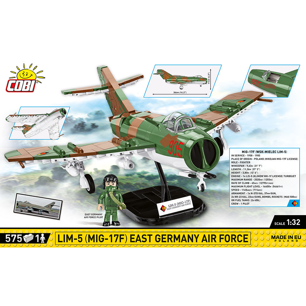 COBI LIM-5 (MIG-17F) East Germany Air Force Jet: Set #5825