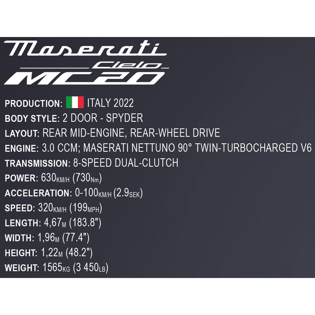 COBI EDICIÓN EJECUTIVA Maserati MC20 Cielo Super Car: Set n.° 24351