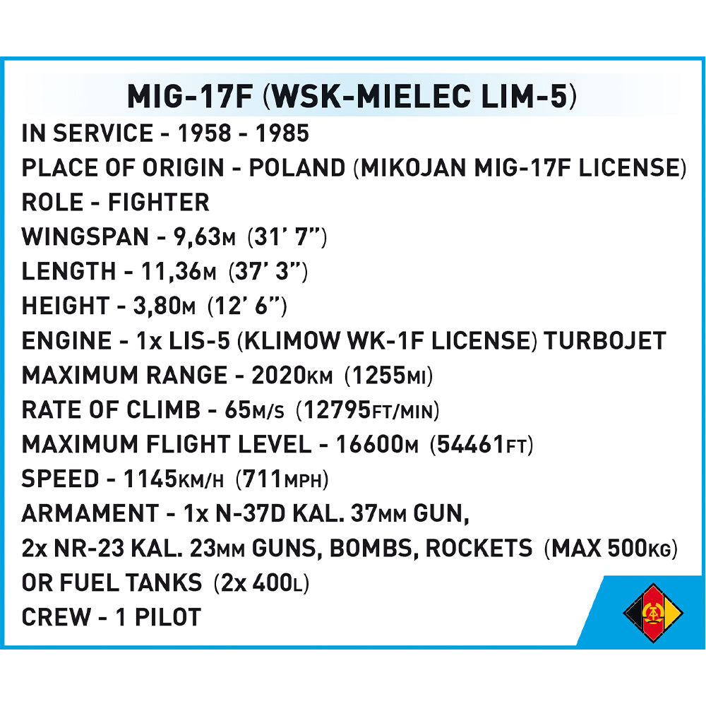 COBI LIM-5 (MIG-17F) East Germany Air Force Jet: Set #5825