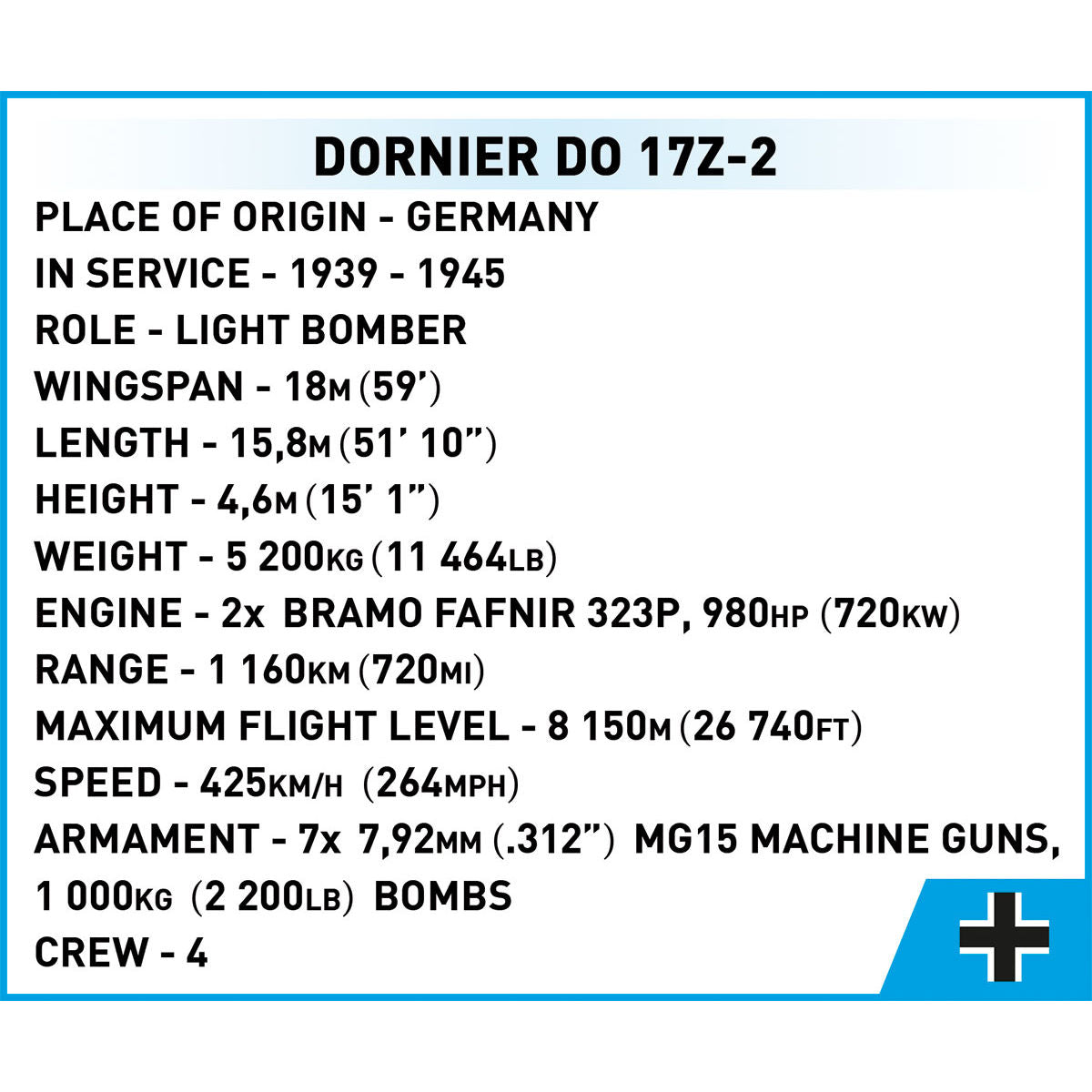 COBI Dornier DO 17Z-2 Light Bomber : Set #5754