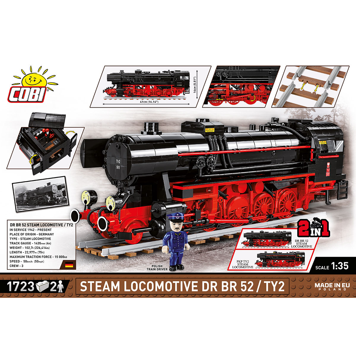 Locomotora de vapor COBI DR BR 52 / TY2: Juego n.° 6283