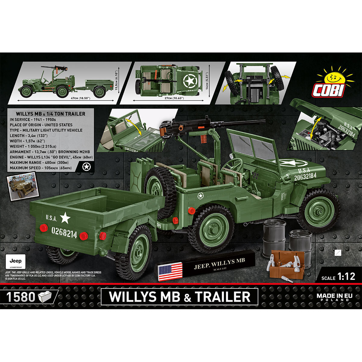 COBI EDICIÓN EJECUTIVA JEEP Willys MB y remolque: Conjunto n.° 2804