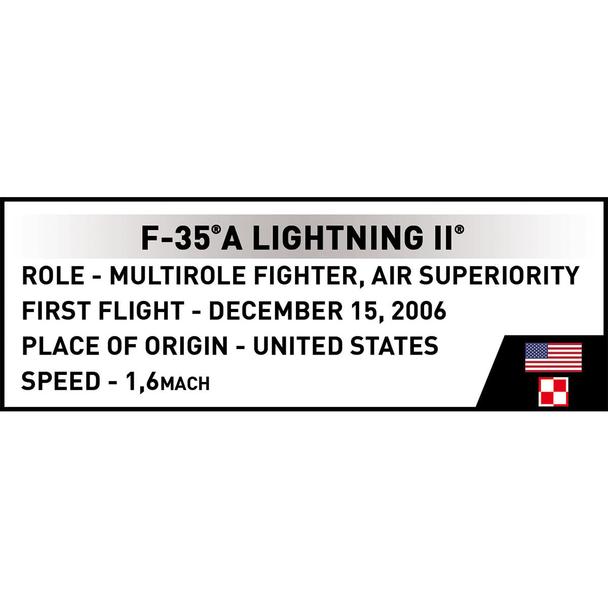 COBI F-35B Lightning II “Husarz” Caccia a reazione: Set #5904