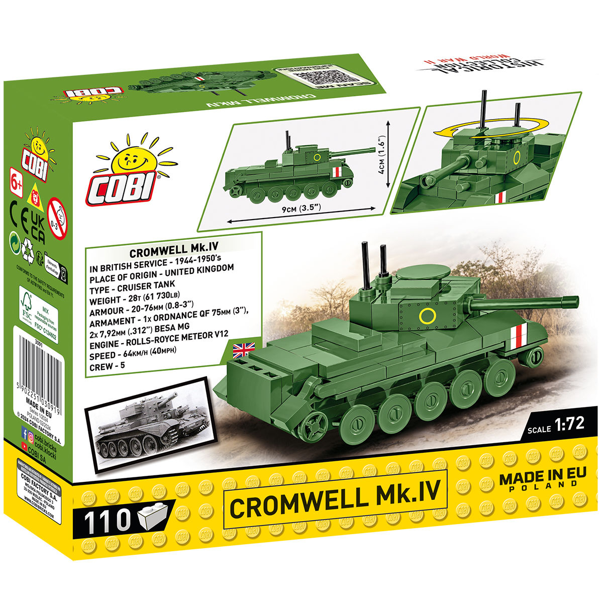 COBI Cromwell Mk. IV Tank 1:72 Scale: Set #3091