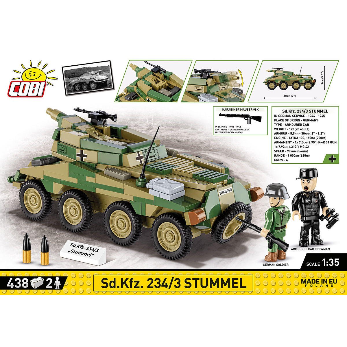 COBI Sd.Kfz. Vehículo blindado Stummel 234/3: Conjunto n.º 2288
