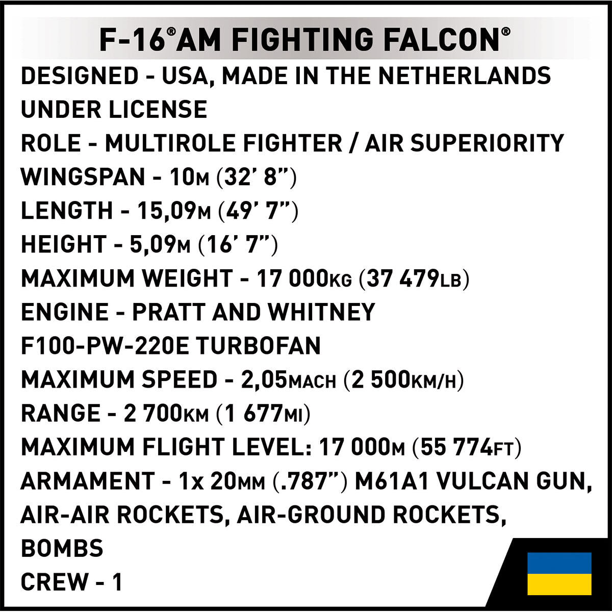 COBI F-16 AM Fighting Falcon Fighter : Set #5893 – COBI Official Store