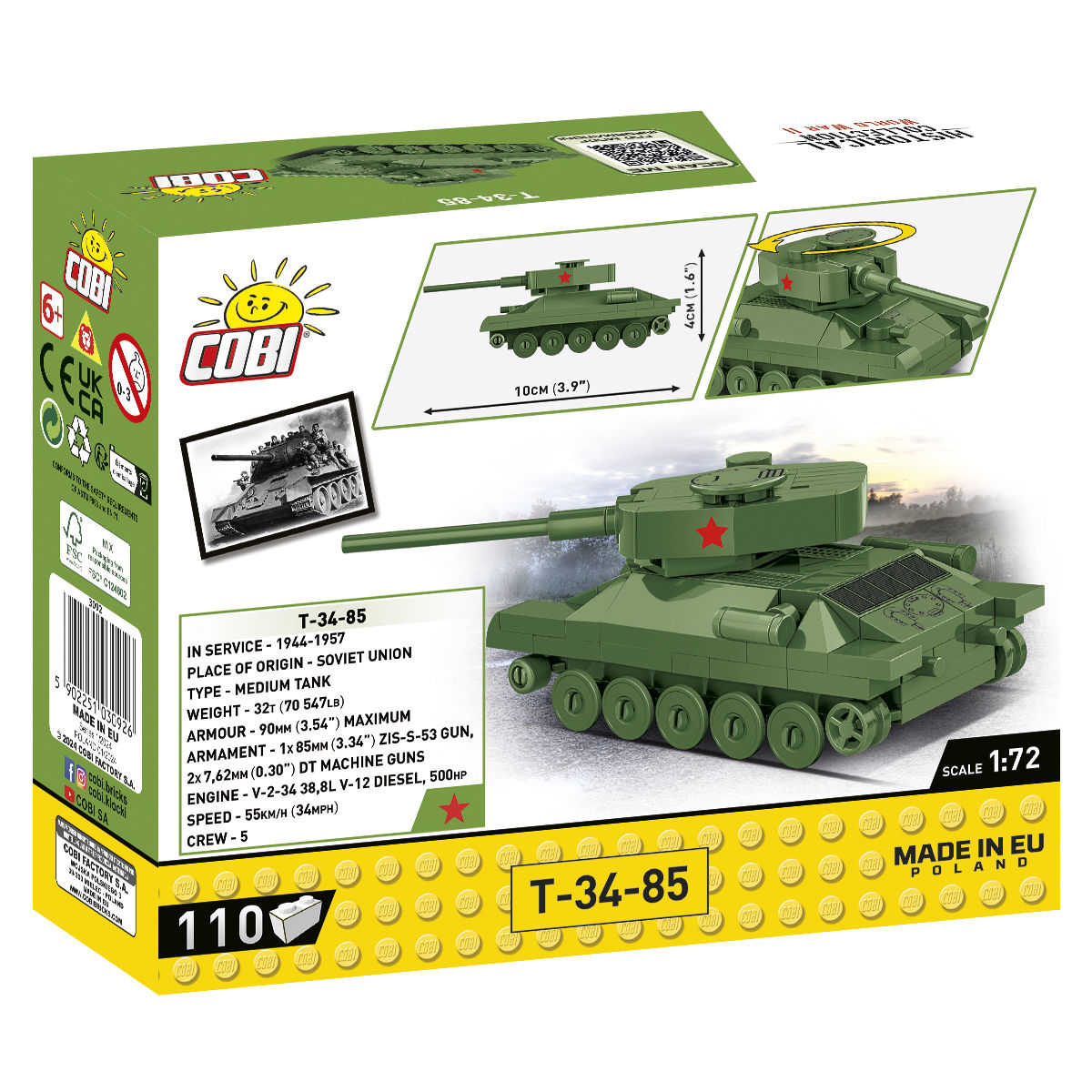 Tanque COBI T-34-85 Escala 1:72: Set n.° 3092