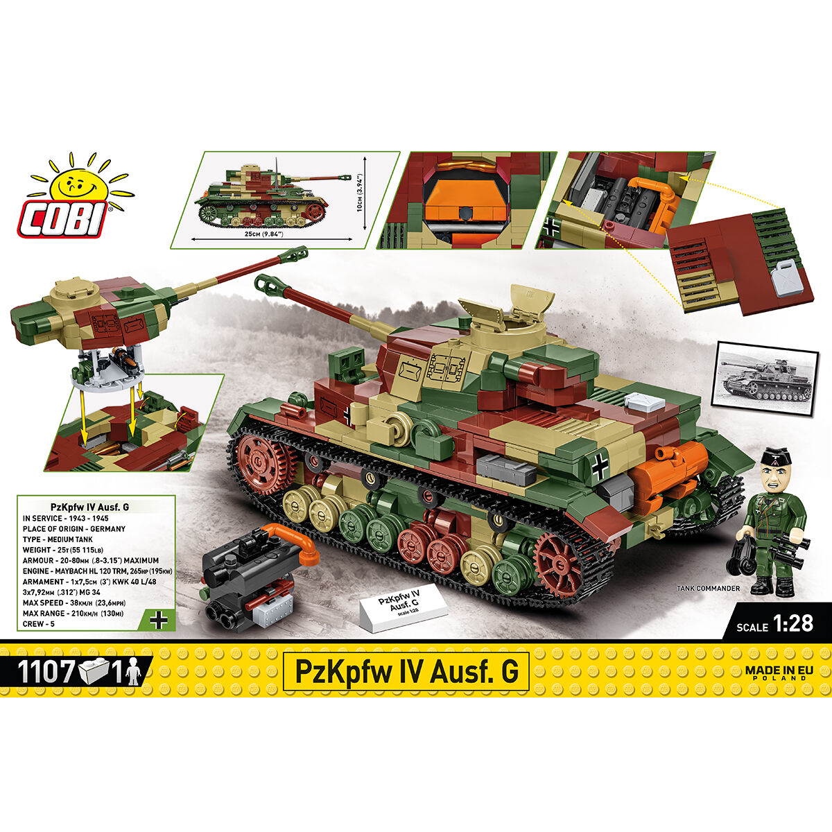 COBI PanzerKampfWagen IV Ausf. Tanque G: Conjunto #2592