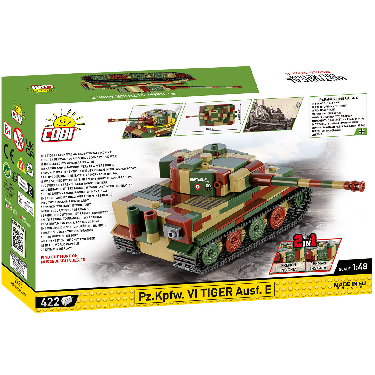 COBI Pz. Kpfw. VI Tiger Ausf. E Tank 1:48: Set #2735