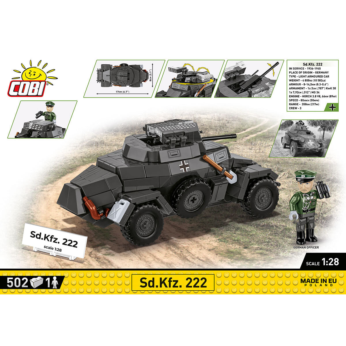 COBI Sd.Kfz. 222 Armored Vehicle: Set #2657
