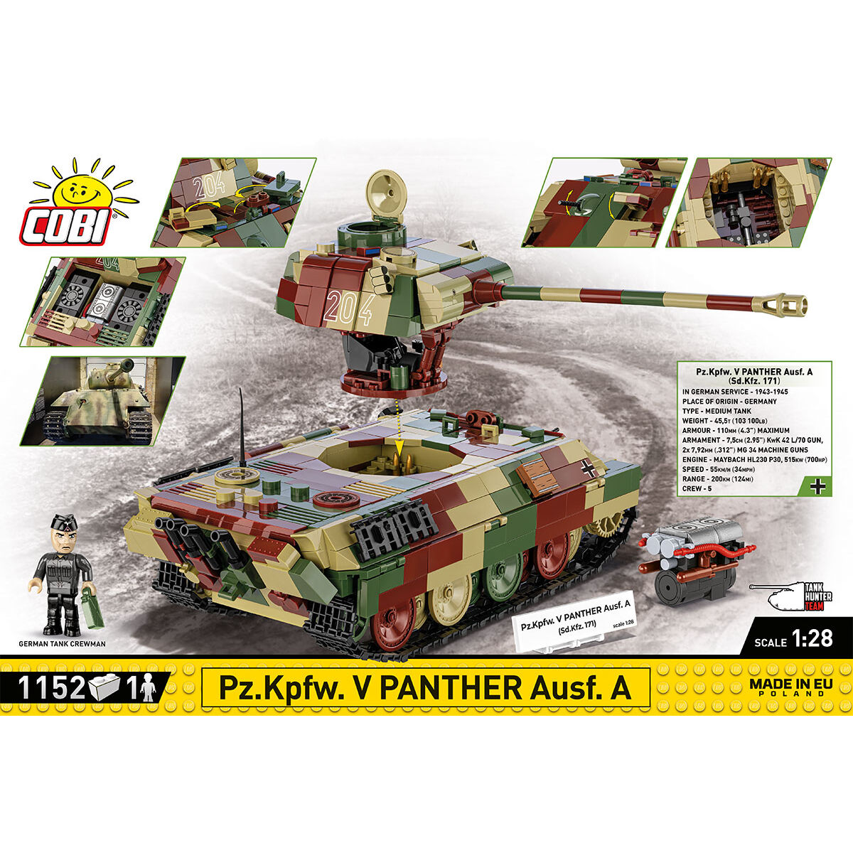 COBI Pz.Kpfw. V PANTHER Ausf. Un tanque: Conjunto #2654