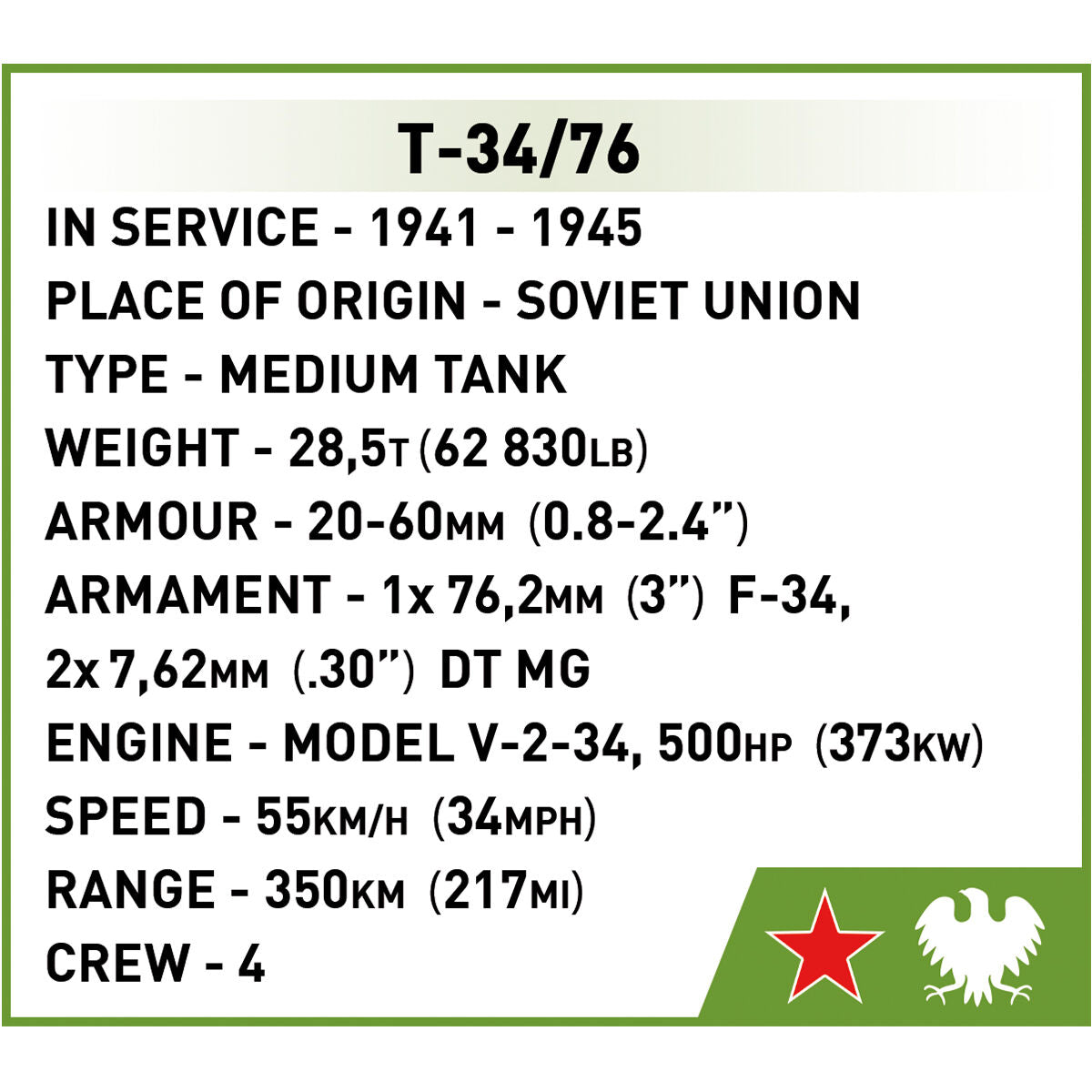 Tanque COBI T-34/76 mod. 1941/42: Conjunto n.° 2595