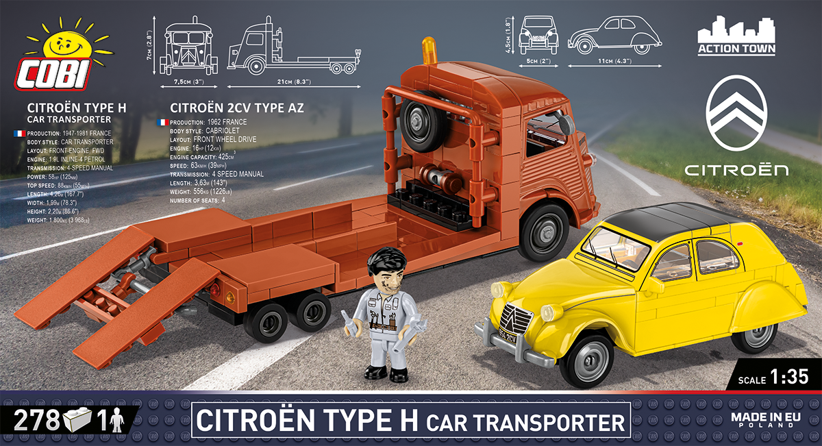 COBI Citroën Type H Car Transporter & 2CV Type AZ: Set #24627