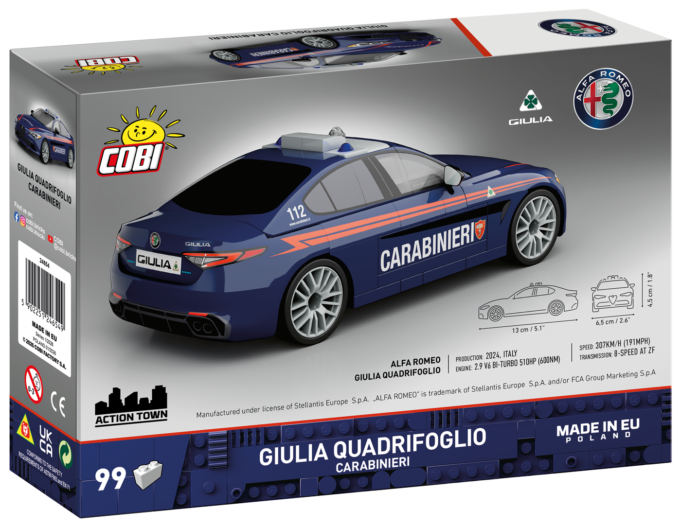 COBI Alfa Romeo Giulia Quadrifoglio Carabineri Coche: Set #24654 