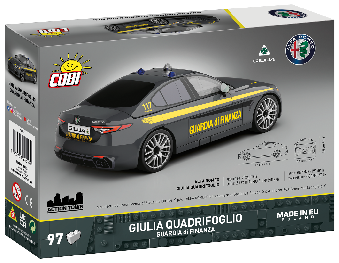 COBI Alfa Romeo Giulia Quadrifoglio Guardia di Finanza Coche: Set #24657 