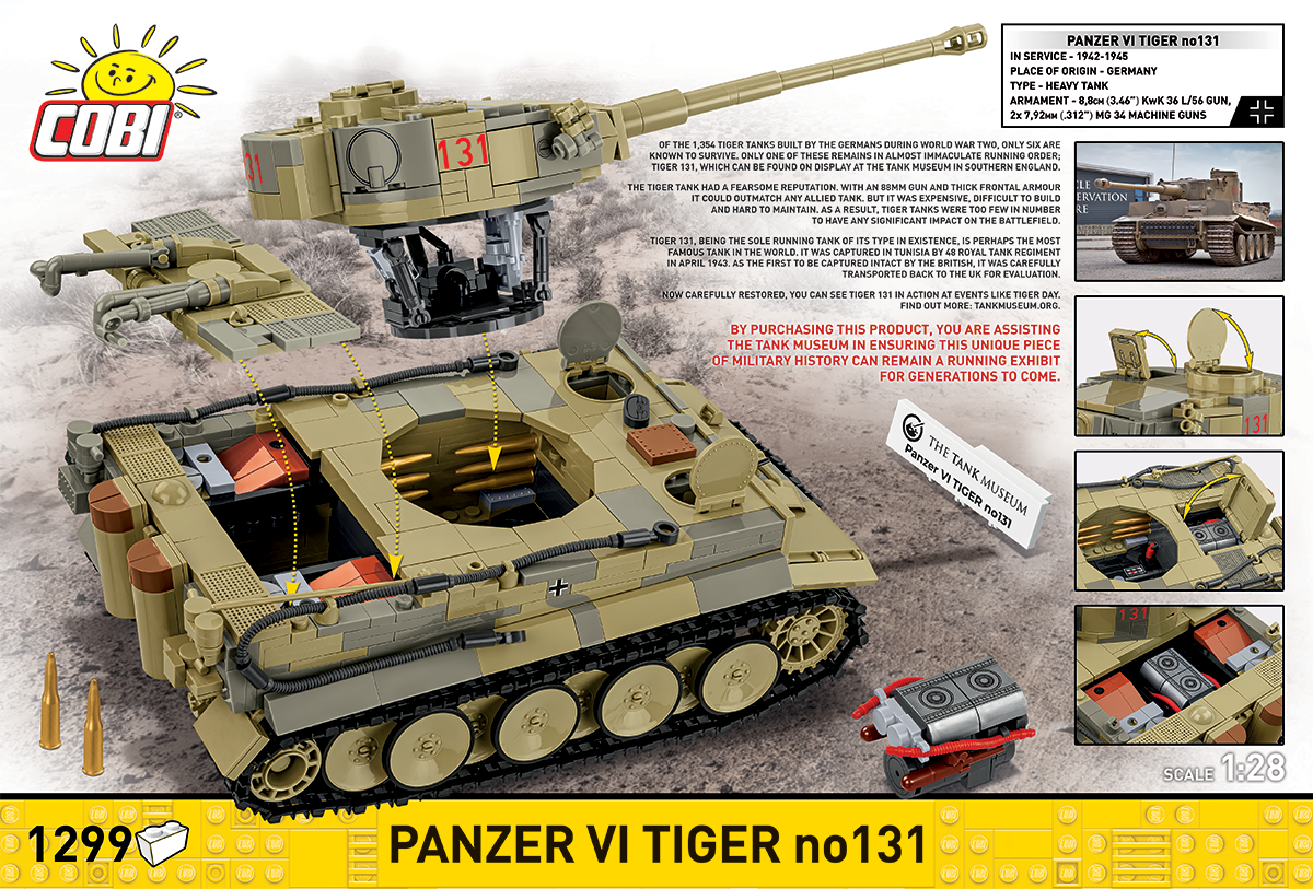 COBI Tank Museum Panzer Tiger VI No. 131 Tank: Set #2588a