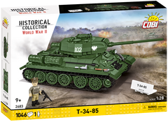 Front of the COBI T-34-85 2-in-1 (1:28 scale) brick set packaging.