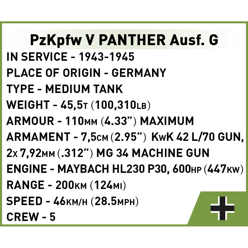 COBI PZKPFW V Panther Ausf. G 1:48: Set #2713