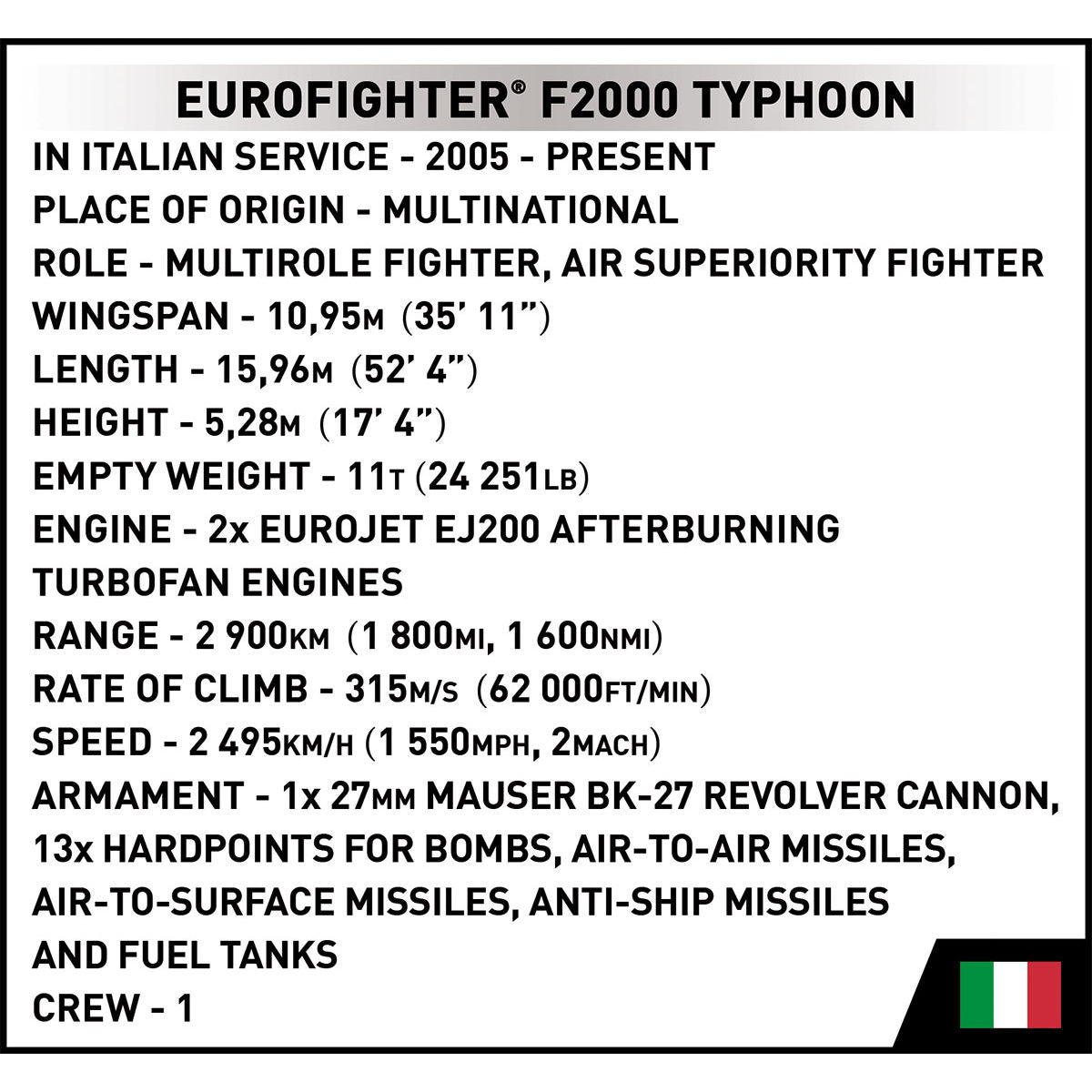 COBI Eurofighter F2000 Typhoon Fighter (Italia): Set n.° 5849