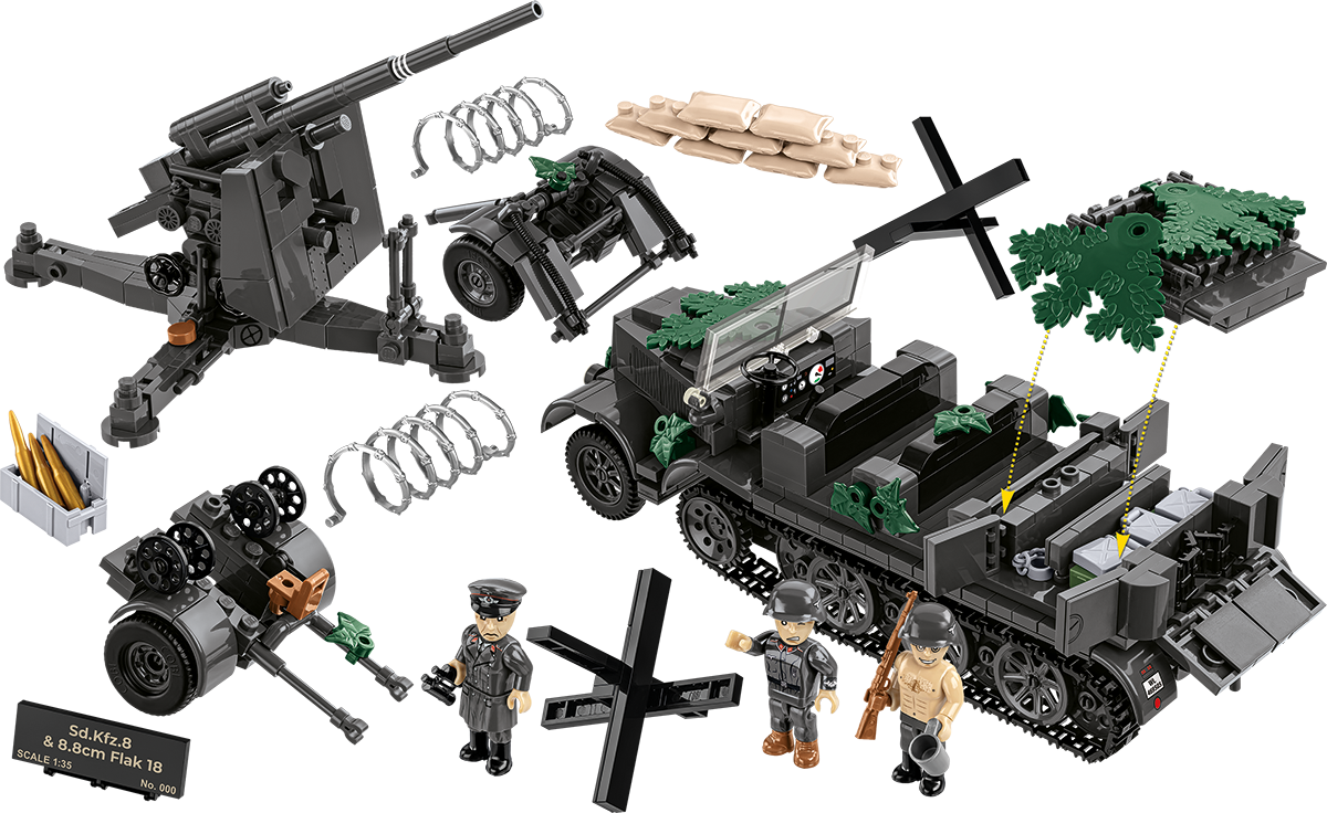 COBI EDICIÓN LIMITADA Sd.Kfz.8 8.8cm FLAK 18: Conjunto #3139