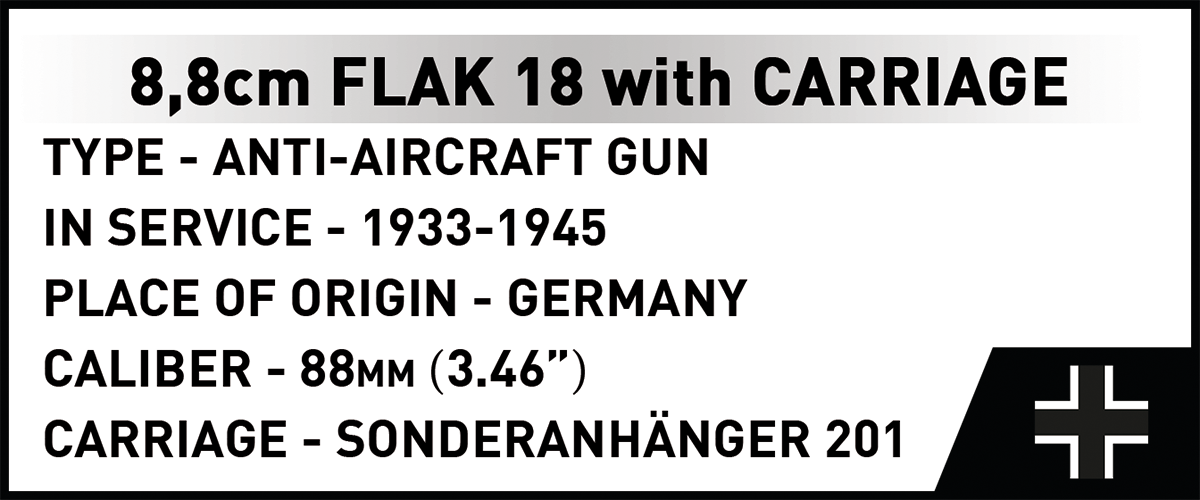 COBI 8.8cm FLAK 18 with Carriage Artillery : Set #3140
