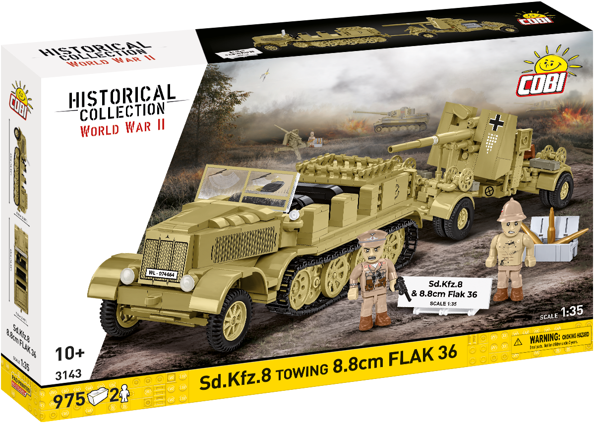 COBI Sd.Kfz.8 Towing 8.8cm FLAK 36 Artillery Half-Track : Set #3143