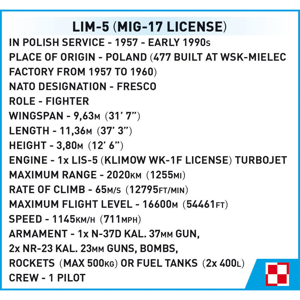 COBI LIM-5 Polish Air Force 1959 Jet: Set #5824