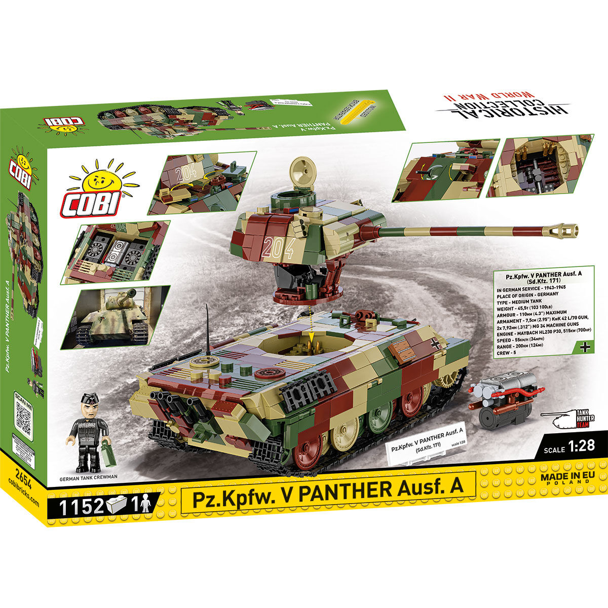 COBI Pz.Kpfw. V PANTHER Ausf. Un tanque: Conjunto #2654