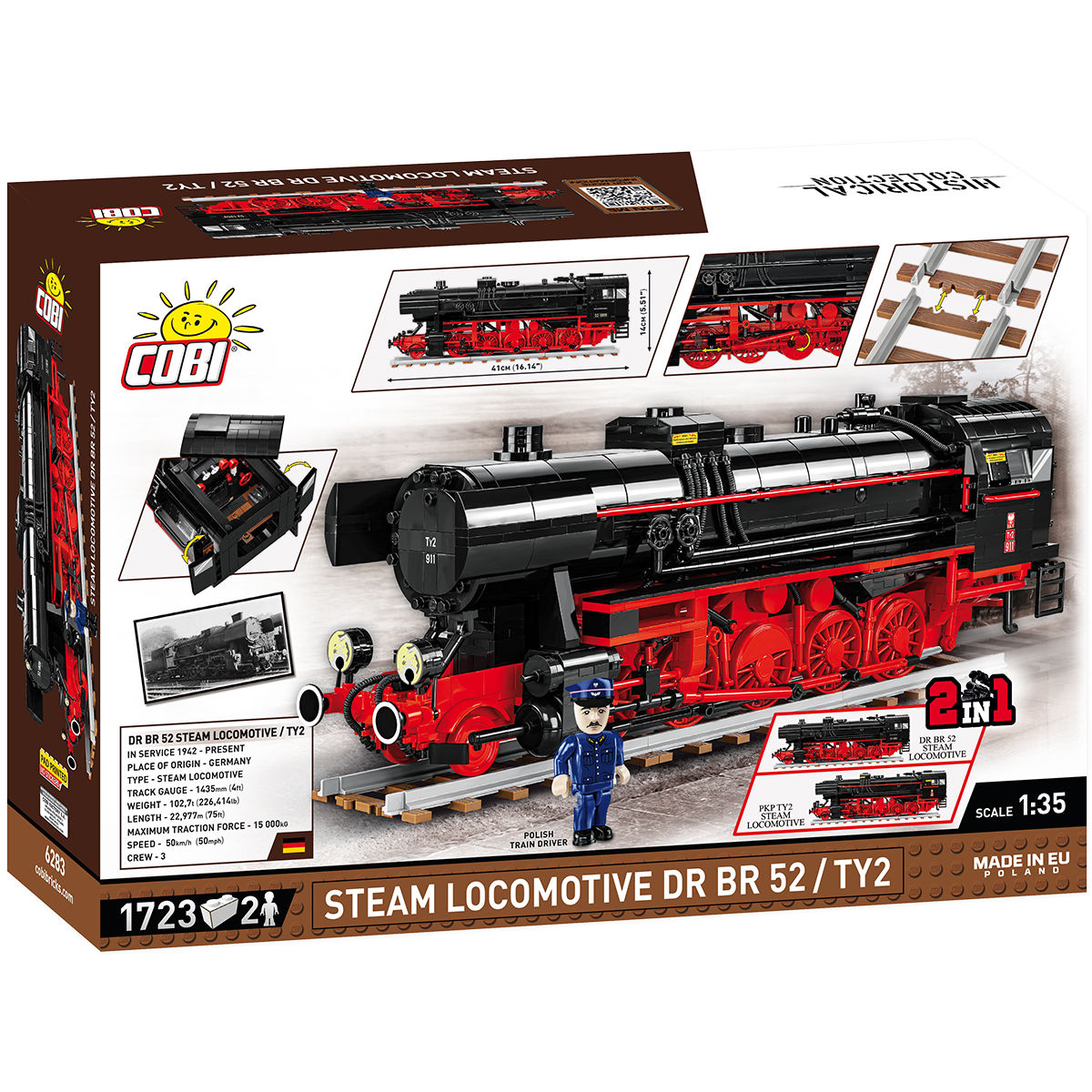 Locomotora de vapor COBI DR BR 52 / TY2: Juego n.° 6283