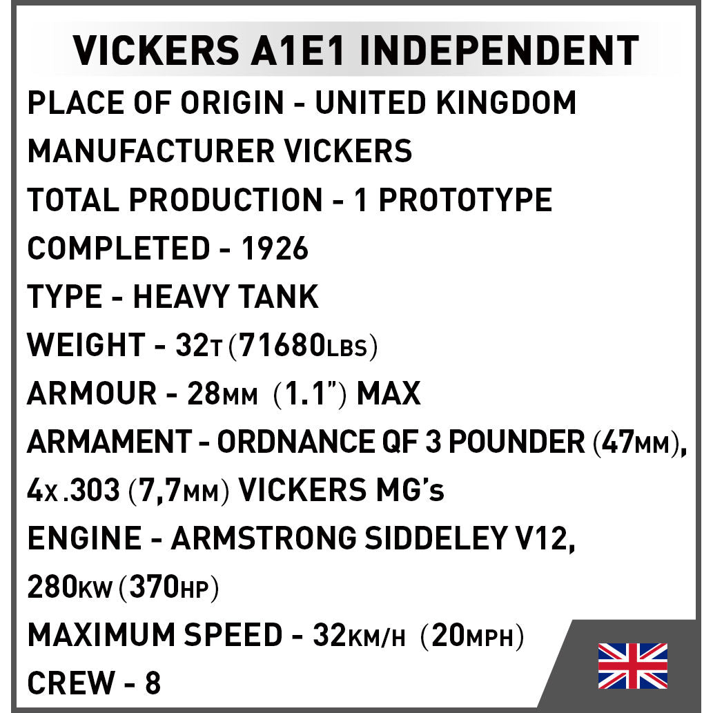 Tanque independiente COBI Vickers A1E1: Conjunto n.° 2990