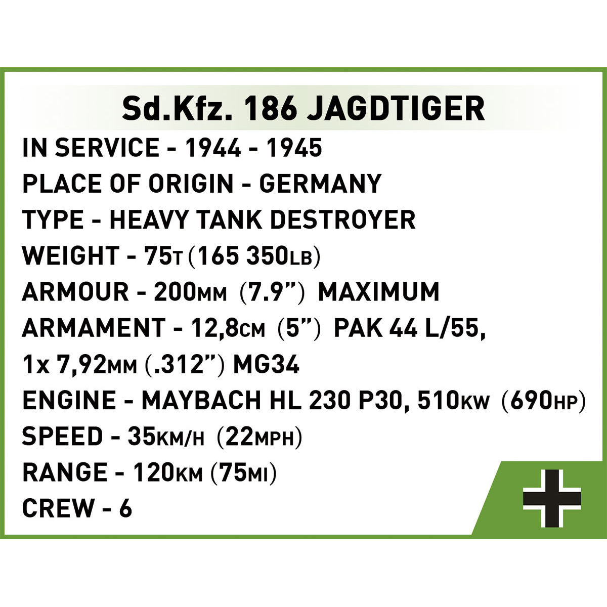 Destructor de tanques pesado COBI PanzerJäger Tiger: Set n.° 2580