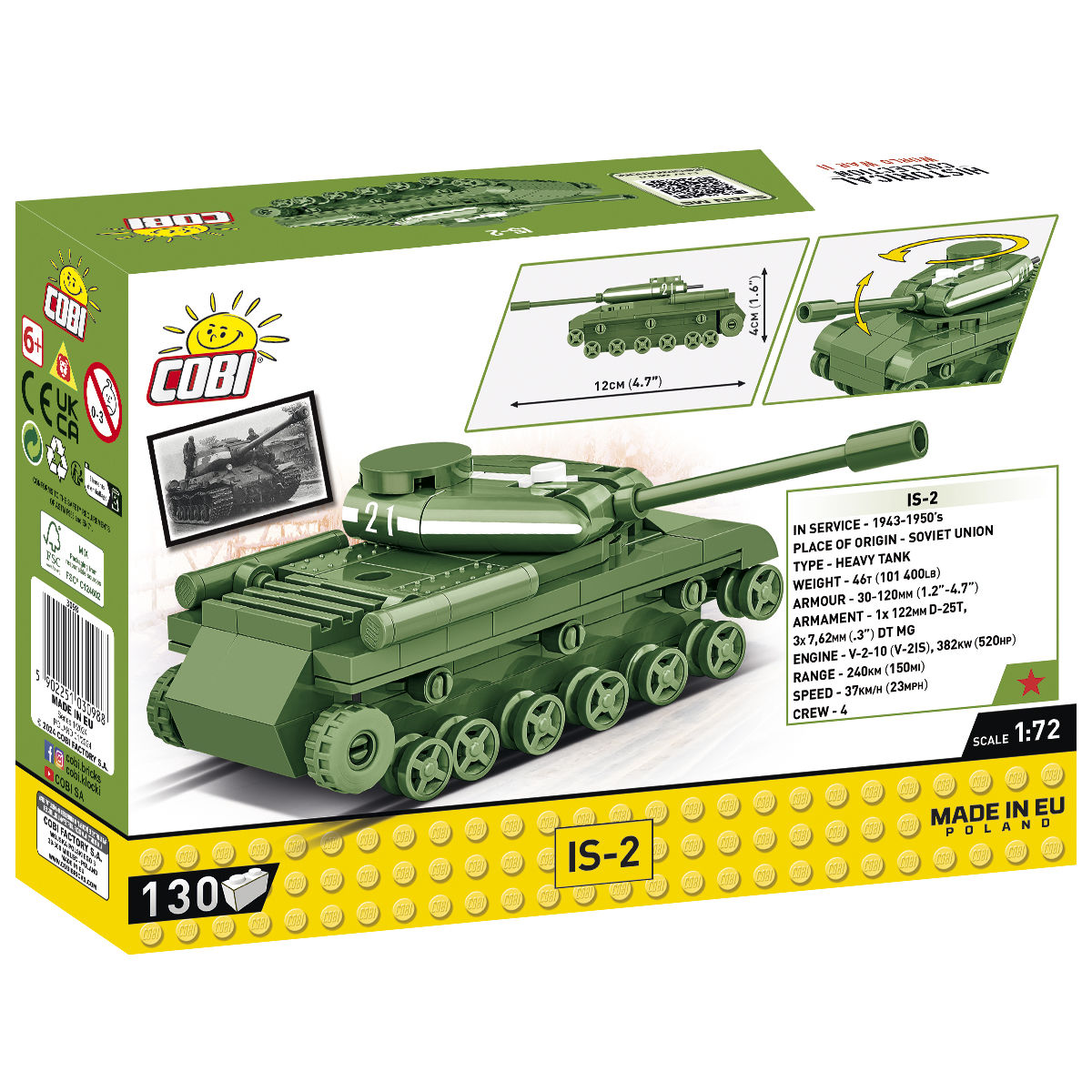 COBI IS-2 Tank 1:72 Scale: Set #3098